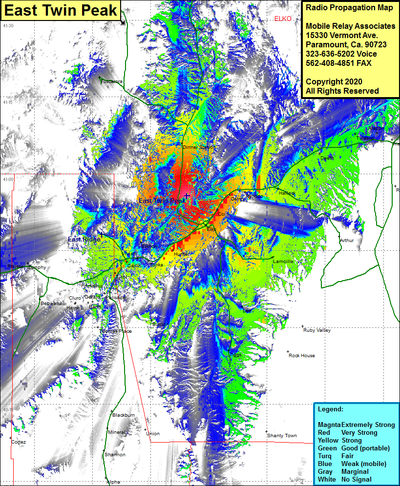 heat map radio coverage East Twin Peak